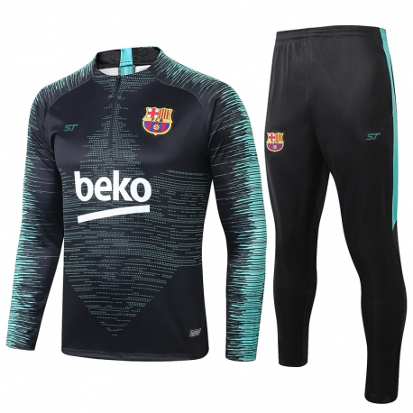 (Черный/Берюзовый) Барселоны тренировочные костюм 2019 2020 border