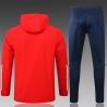 (Красный/Темно синий) Ветрозащитный спортивный костюм ювентус с капюшоном 2021- 2020