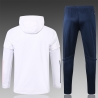 (Белый/Темно синий) Ветрозащитный спортивный костюм ювентус с капюшоном 2021- 2020