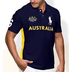 Футболка поло мужская (Темно синяя/Желтая) Австралия поло ральф лаурен